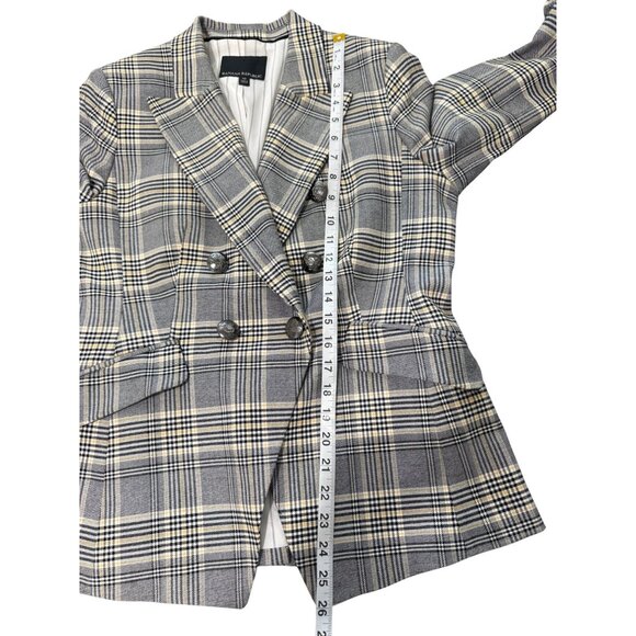 Banana Republic Double-Breast Plaid Blazer Cadet Jacket Gray Yellow Womens Sz 10 - Picture 6 of 8